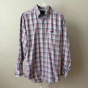 Faconnable M Multicolor Plaid Button Down Shirt Mens Preppy Cotton French